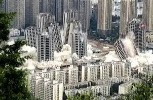 Chưa đầy 1 phút, 15 tòa nhà trị giá 154 triệu USD tại Trung Quốc bị đánh sập