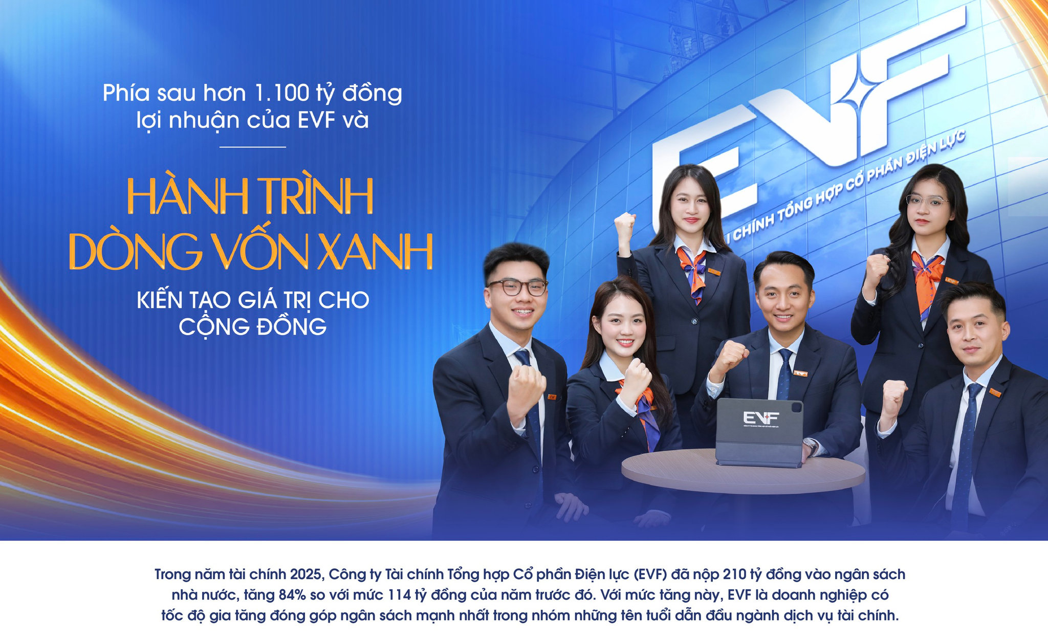 Hành trình dòng vốn xanh — Kiến tạo giá trị cho cộng đồng. Đội ngũ EVF trước trụ sở.