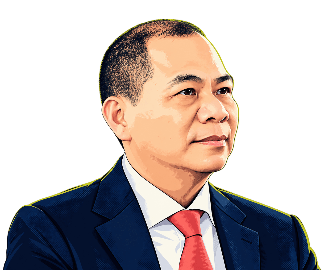 Chân dung minh họa đồ họa ông Phạm Nhật Vượng dựa trên ảnh chân dung