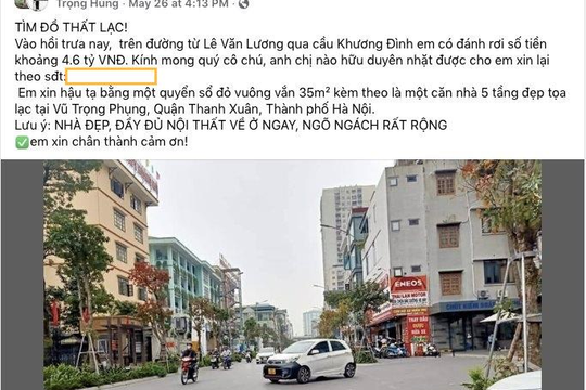 Chiêu quảng cáo độc, lạ của môi giới: “Lỡ đánh rơi 2,5 tỷ đồng, cần tìm người nhặt được, hậu tạ một căn chung cư”