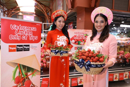 Vải thiều Bắc Giang lên kệ siêu thị Thái Lan, giá hơn 170.000 đồng/kg