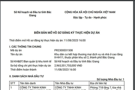 Liên danh HBI - Bình Minh Land “một mình một ngựa” đăng ký làm dự án đô thị 3.000 tỷ đồng tại Bắc Giang