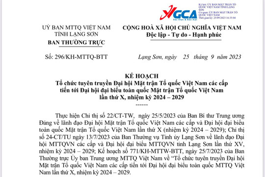 Lạng Sơn: Xây dựng kế hoạch tuyên truyền Đại hội MTTQ Việt Nam các cấp