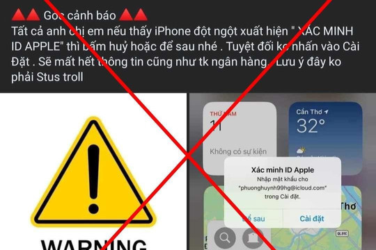 Xôn xao thông báo "xác minh ID Apple" trên iPhone sẽ mất hết tài khoản ngân hàng, sự thật là gì?