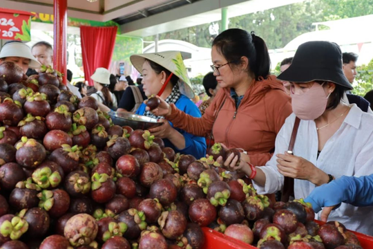 Khách du lịch tấp nập thưởng thức thế giới trái cây tại Lễ hội Trái cây Nam Bộ 2024