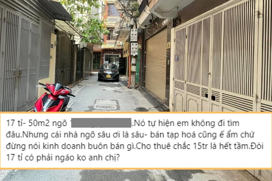 Dân mạng ngẩn ngơ trước mẩu tin bán nhà sâu hút trong ngõ, gần khu vành đai nhưng dõng dạc hét giá tận 17 tỷ!