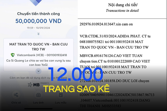 Xem và tải về sao kê của Mặt trận Tổ quốc Việt Nam hơn 12.000 trang ủng hộ đồng bào thiệt hại do ảnh hưởng bão số 3 ở đâu?