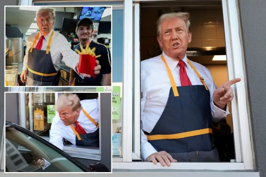 Ông Trump khoác tạp dề bán khoai tây chiên: Lôi kéo McDonald’s vào đấu trường chính trị, tìm cách mỉa mai đối thủ