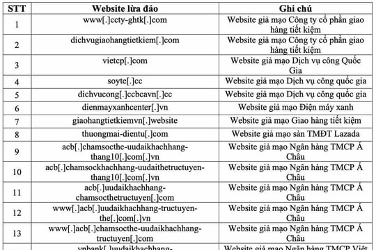 Danh sách website giả mạo ngân hàng, sàn TMĐT, cổng dịch vụ công người dân tuyệt đối không được truy cập