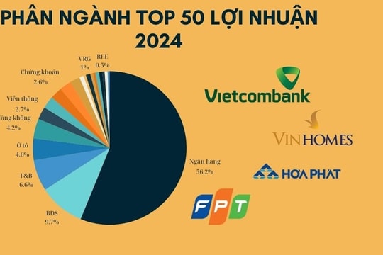 Top 50 lợi nhuận 2024 vẫn là cuộc áp đảo của ngân hàng và BĐS, BSR, KBC, HAG, NVL 'biến mất' trong khi 2 công ty họ GELEX trỗi dậy