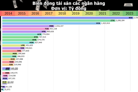 Từ Quý Tỵ đến Ất Tỵ, tài sản các ngân hàng trên sàn chứng khoán đã tăng 'chóng mặt' thế nào?