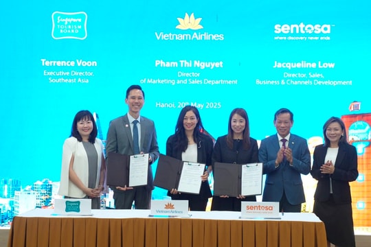 Tổng cục Du lịch Singapore, Vietnam Airlines và Tập đoàn Sentosa Development Corporation ký kết Biên bản ghi nhớ hợp tác (MOU) ba bên nhằm thúc đẩy nhu cầu du lịch từ du khách Việt Nam đến Singapore