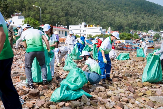 400 tình nguyện viên ra quân làm sạch môi trường ven Vịnh Nghi Sơn