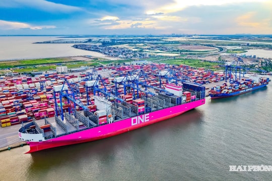 Siêu tàu màu hồng lớn nhất từ trước đến nay cập cảng miền Bắc Việt Nam: Ai đứng sau?
