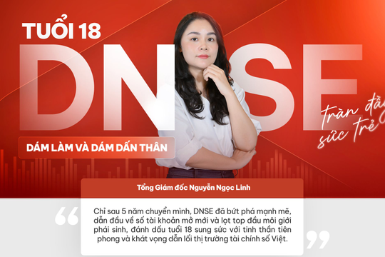 Tổng Giám đốc Nguyễn Ngọc Linh: "Tuổi 18, DNSE tràn đầy sức trẻ, dám làm vàdám dấn thân” Tổng Giám đốc Nguyễn Ngọc Linh: "Tuổi 18, DNSE tràn đầy sức trẻ, dám làm vàdám dấn thân”