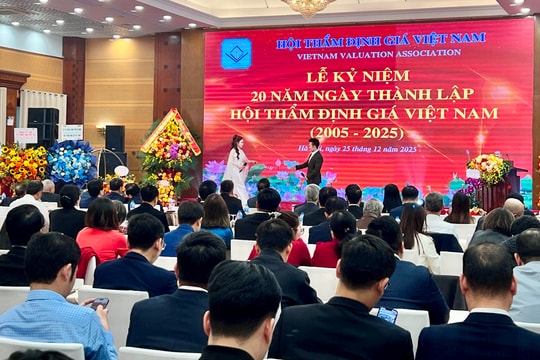 Sáng nay (25/12) diễn ra Lễ kỷ niệm 20 năm thành lập Hội Thẩm định giá Việt Nam