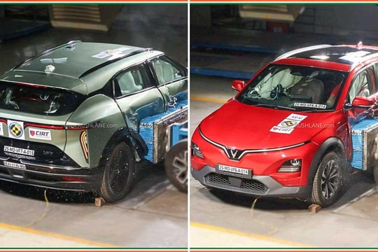 Xe VinFast VF6, VF7 chịu va chạm mạnh: Thân vỏ biến dạng ra sao, người trong xe an toàn thế nào?