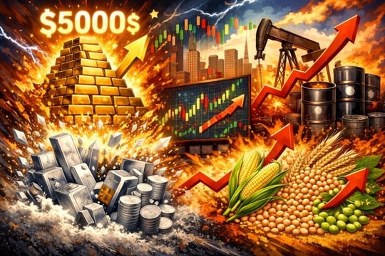 Thị trường tuần qua: Biến động chưa từng thấy, vàng áp sát 5.000 USD, bạc bùng nổ, dầu và nông sản đồng loạt tăng