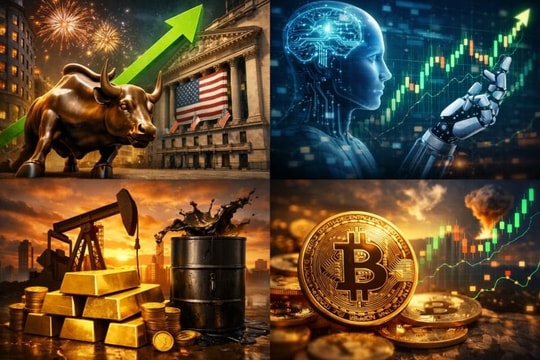 Thị trường ngày 7/2: Dow Jones lập đỉnh lịch sử, vàng và Bitcoin bật tăng trở lại