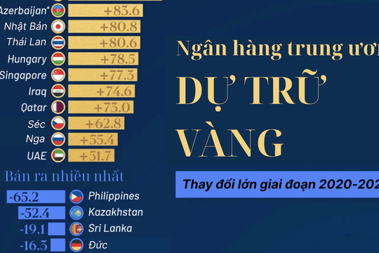 Không phải Nga hay Mỹ, đây mới là quốc gia tăng dự trữ vàng nhiều nhất trong 5 năm qua - gần 360 tấn mới nhập kho 