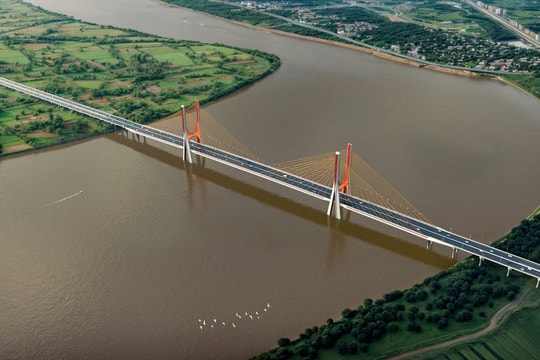 “Siêu cầu” vượt sông Hồng gần 12.000 tỷ nối Hà Nội với Hưng Yên sắp bước vào giai đoạn then chốt sau 8 tháng khởi công
