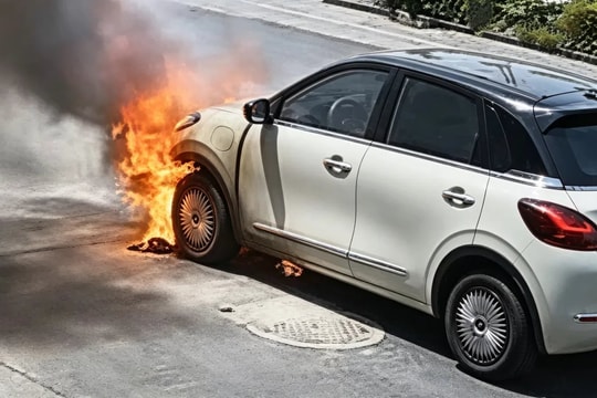 Không sạc, không sử dụng, một chiếc xe điện quen mặt của Trung Quốc bất ngờ bốc cháy
