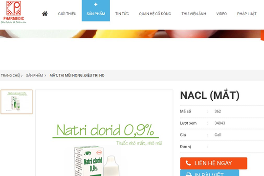 Lâm Đồng thu hồi lô thuốc nhỏ mắt Natri clorid 0,9% của Pharmedic không đạt chất lượng
