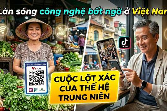 Làn sóng công nghệ bất ngờ ở Việt Nam: Cô bán rau quét mã QR, chú U50 lướt TikTok mỗi ngày, cuộc lột xác ngoạn mục của thế hệ trung niên