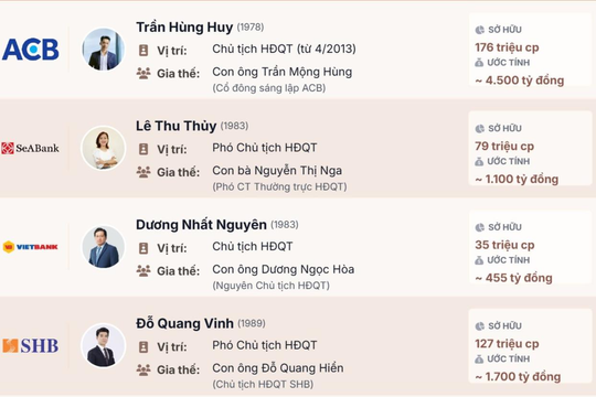 Những người thừa kế ở ACB, SHB, Sacombank, ABBank,...