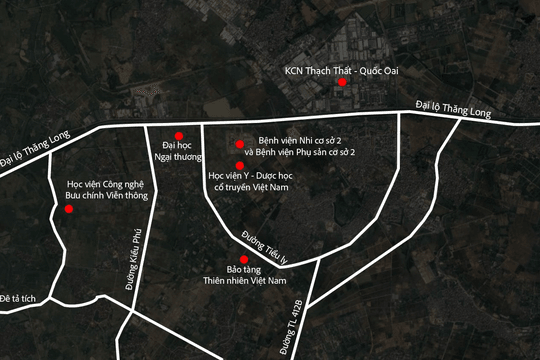 Toàn cảnh khu vực cách trung tâm 20km, nằm sát metro số 5; đại học Ngoại thương, Học viện Bưu chính đề xuất xây cơ sở 2, giá đất vượt 100 triệu/m2