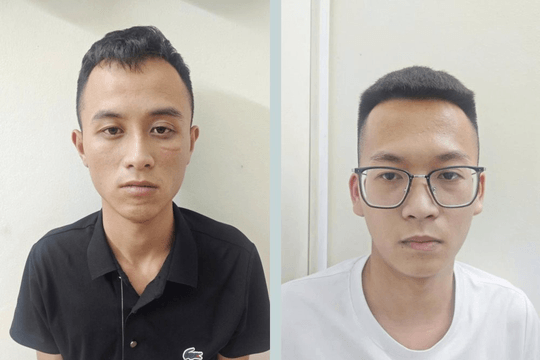 Công an bắt giữ Nguyễn Vũ Kỳ SN 2002 và Hoàng Tuấn Nhật SN 2004 liên quan dịch vụ chuyển tiền 