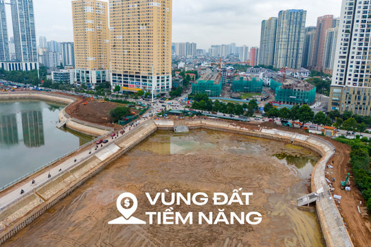 Toàn cảnh hồ điều hòa rộng tương đương Hồ Gươm tạo dấu ấn quan trọng trên trục đường Tố Hữu