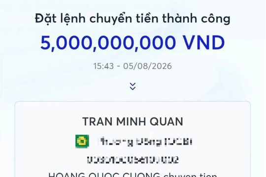 Tài khoản ngân hàng phát sinh 12 giao dịch chuyển khoản liên tiếp với tổng 5 tỷ đồng: Người đàn ông được công an mời làm việc