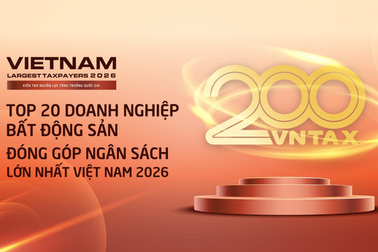 Công bố Top 20 công ty bất động sản nộp ngân sách lớn nhất Việt Nam 2026: Tổng nộp 230.000 tỷ đồng, đóng góp gần 9% thu ngân sách của cả nước