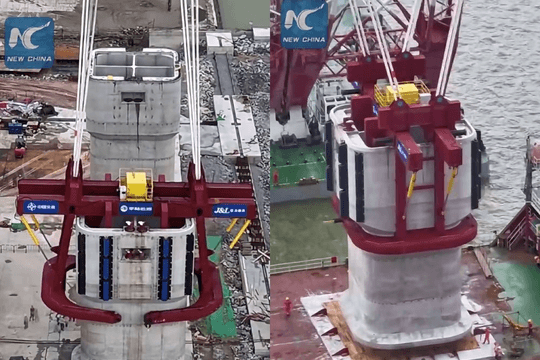 Phát hiện khối bê tông 1.540 tấn được 'nhấc bổng' lên không trung, chuẩn bị mở tuyến đường thủy rút ngắn 560 km