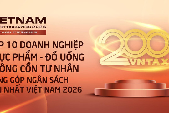Công bố 10 doanh nghiệp thực phẩm - đồ uống không cồn tư nhân nộp ngân sách lớn nhất Việt Nam 2026