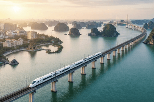 Không chỉ làm siêu đường sắt tốc độ 350km/h, tỷ phú Phạm Nhật Vượng còn cho xây 9 cầu vượt sông, 11 cầu cạn, dự kiến 2028 người Việt đi từ VEC tới Hạ Long chỉ mất 23 phút