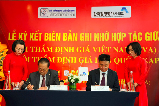 Hội Thẩm định giá Việt Nam ký biên bản ghi nhớ hợp tác với Hội Thẩm định giá Hàn Quốc