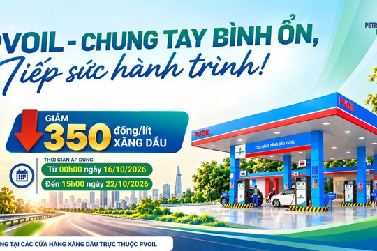 PVOIL giảm giá 350 đồng/lít xăng dầu tại 1.100 cửa hàng trên toàn quốc