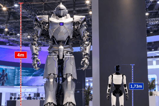 Trung Quốc ra mắt robot khổng lồ ngay tại hội chợ, cao gấp đôi robot Optimus của Elon Musk: Mục đích là gì?