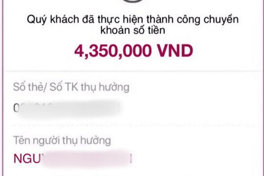 Công an thông báo sẽ điều tra nếu phát hiện tài khoản ngân hàng có các giao dịch nhận và chuyển tiền như sau