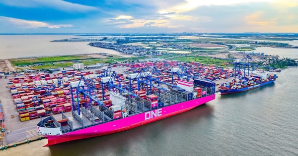 Siêu tàu màu hồng lớn nhất từ trước đến nay cập cảng miền Bắc Việt Nam: Ai đứng sau?